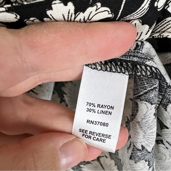 Cato Black Vintage Style Floral Linen Blend Babydoll Blouse Bohemian Boho - Picture 4 of 7